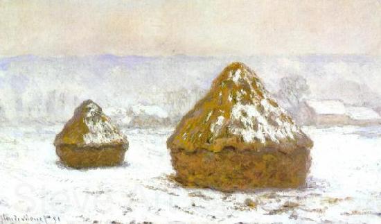 Claude Monet Grainstack, White Frost Effect Norge oil painting art